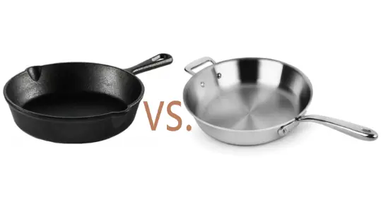 cast iron vs. stainless steel cookware